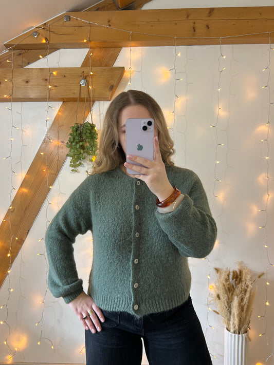 Gilet en maille kaki