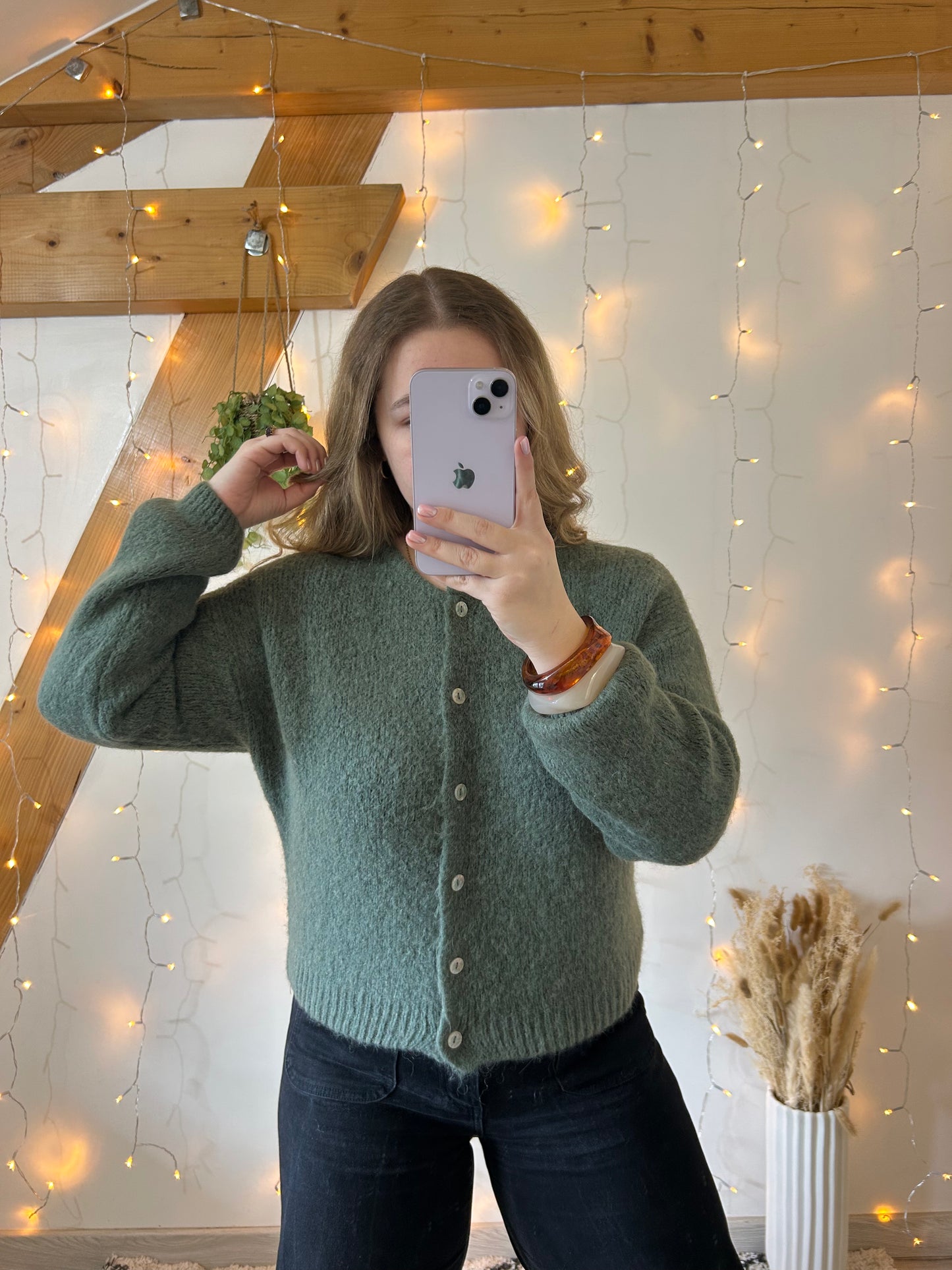 Gilet en maille kaki